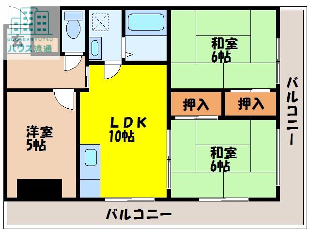 キャスティール五島町(3LDK/2階)の間取り写真