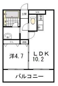 博多ブライトンハウスⅡ(1LDK/3階)の間取り写真