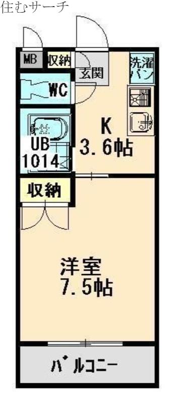 ユーミー日愛マンション(1K/3階)の間取り写真