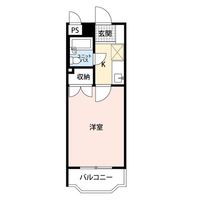 サンフラットL(1K/1階)の間取り写真