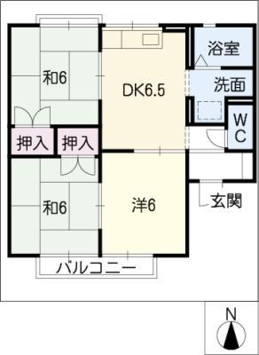 ブルージュオオブ(3DK/1階)の間取り写真