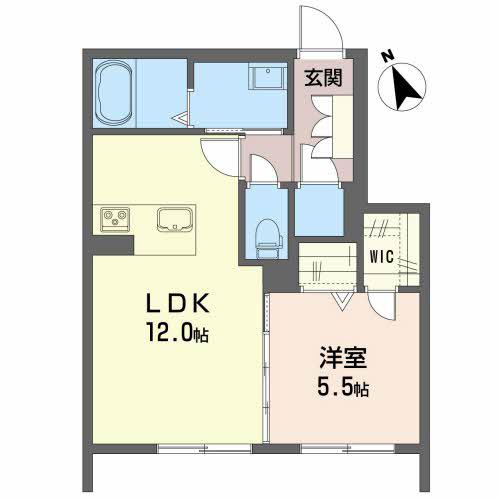 ベレオU土樋(1LDK/1階)の間取り写真