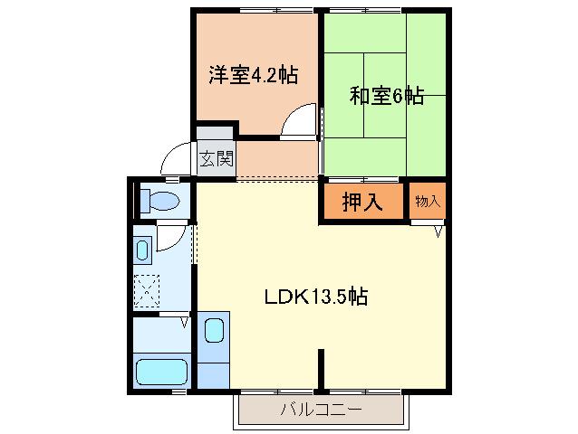 ウィンディアコスモス(2LDK/2階)の間取り写真