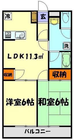 第5サンビレッジ泉水(2LDK/3階)の間取り写真