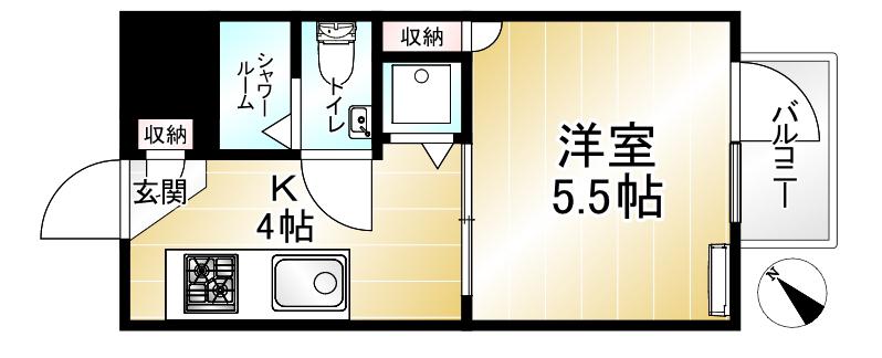 サンテラス三鷹台(1K/3階)の間取り写真