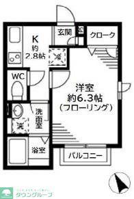 ベルヴェデーレ TK2(1K/2階)の間取り写真