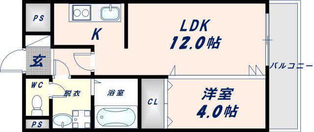 グランパシフィック小路(1LDK/2階)の間取り写真