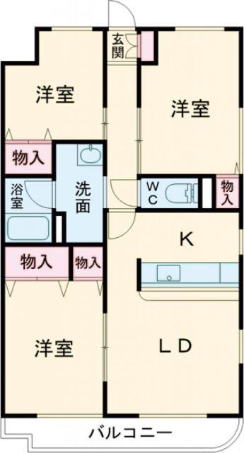 グローバル錦・パークI(3LDK/2階)の間取り写真