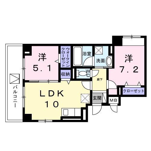 レジス城の堀(2LDK/3階)の間取り写真