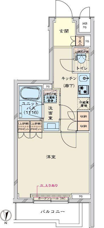 ルーブル川崎鷺沼(1K/4階)の間取り写真