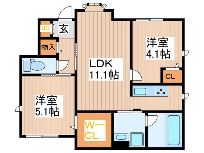 カルーナテラス(2LDK/1階)の間取り写真