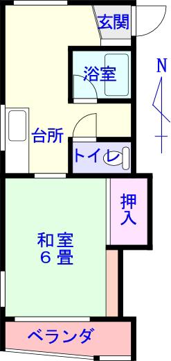 えちぜん鉄道三国線 八ツ島駅 徒歩7分 2階建 築34年(1DK/2階)の間取り写真