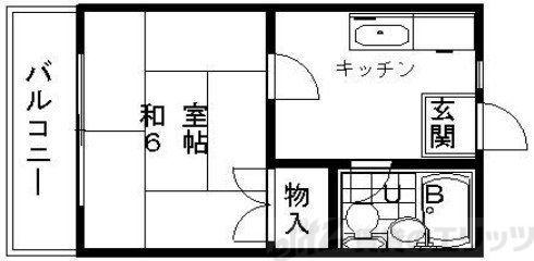 ウェルシィー氷室(1K/2階)の間取り写真