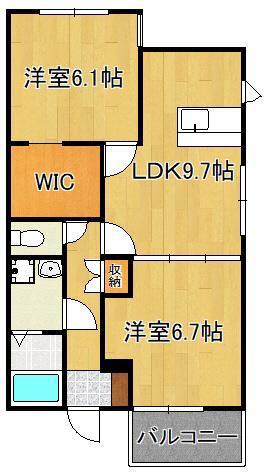 プレミアージュ緑ヶ丘II(2LDK/2階)の間取り写真