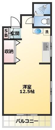 ヴィレッジ・I(ワンルーム/4階)の間取り写真