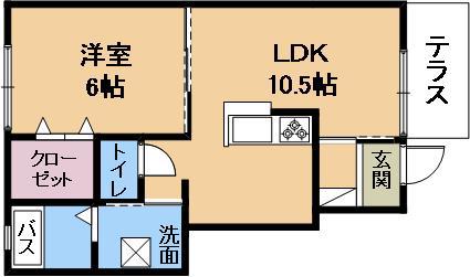 プリミエールかがやきの丘D(1LDK/1階)の間取り写真