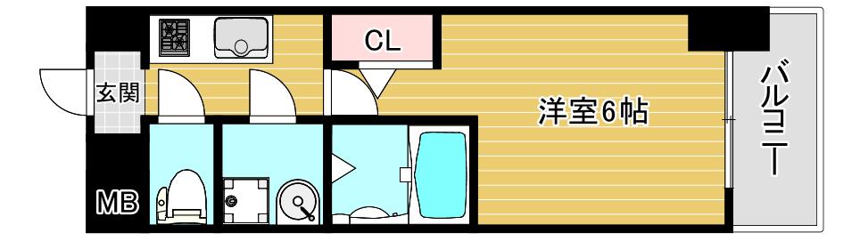 エスリードレジデンス梅田マークス(1K/5階)の間取り写真