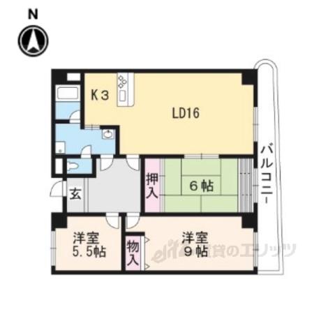 パレロイヤル西陣(3LDK/11階)の間取り写真