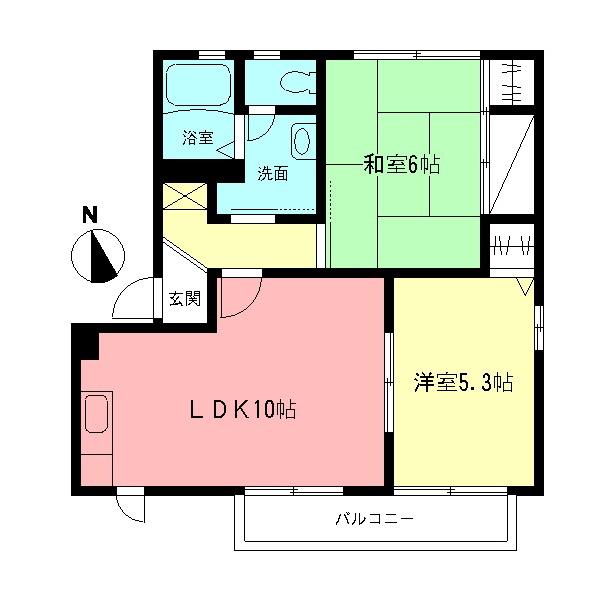 ヴェルドミール壱番館(2LDK/1階)の間取り写真