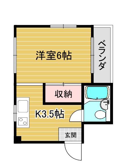 第2ランスロットハイツ(1K/3階)の間取り写真