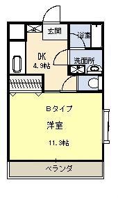 サンドマーニ湘南(1DK/5階)の間取り写真
