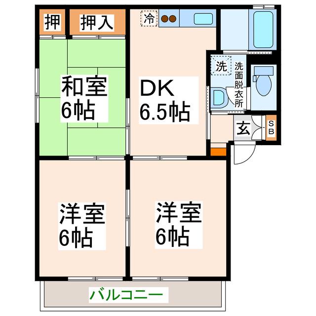 ミサトマ十番館(3DK/1階)の間取り写真