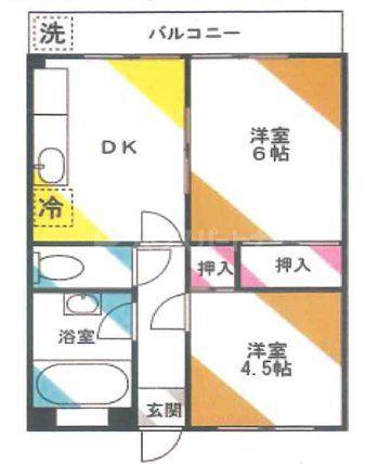 石川第一マンション(2DK/2階)の間取り写真