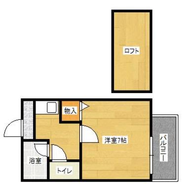 ピーチツリー竹下(1SK/1階)の間取り写真