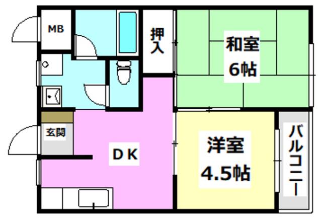 不動産センタービル(2DK/3階)の間取り写真