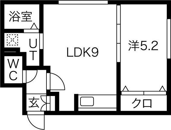 ラフィナート近代美術館(1LDK/4階)の間取り写真