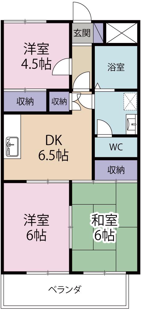 サンパレス心彰(3DK/3階)の間取り写真