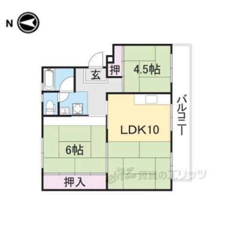 寝屋川団地C33号棟(2LDK/2階)の間取り写真