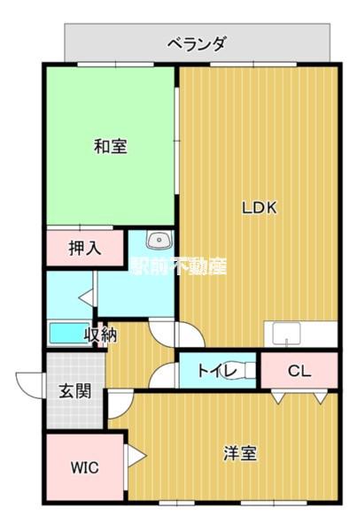 メゾンクレール西町(2LDK/2階)の間取り写真
