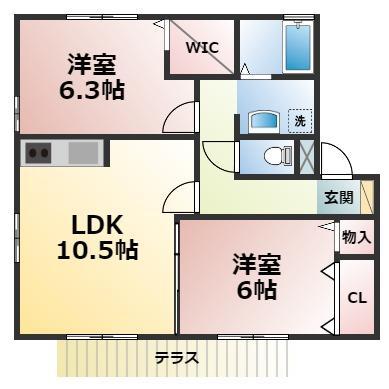 ヴィラ・メルベーユ II(2LDK/1階)の間取り写真