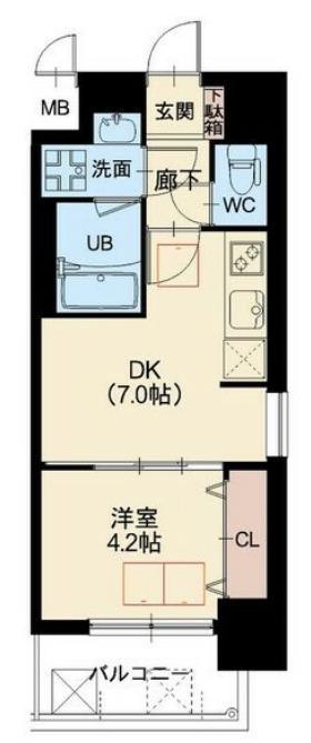 LA DOUCEUR九条(1DK/5階)の間取り写真