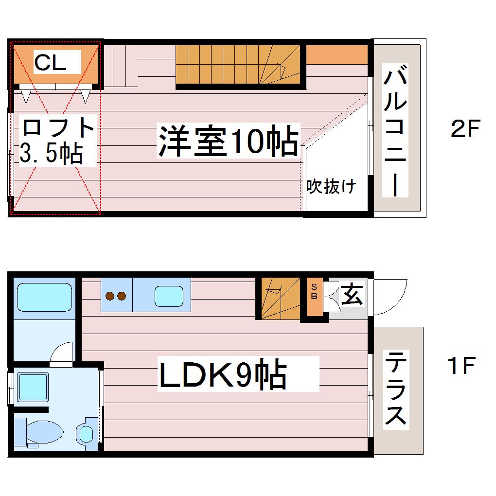 ナヴィール萩・5号館(1LDK/1階)の間取り写真