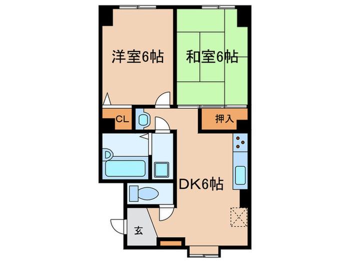 イースガーデン(2DK/1階)の間取り写真
