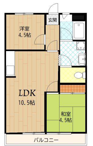 レーヴTAKEDAひばりヶ丘(2LDK/1階)の間取り写真