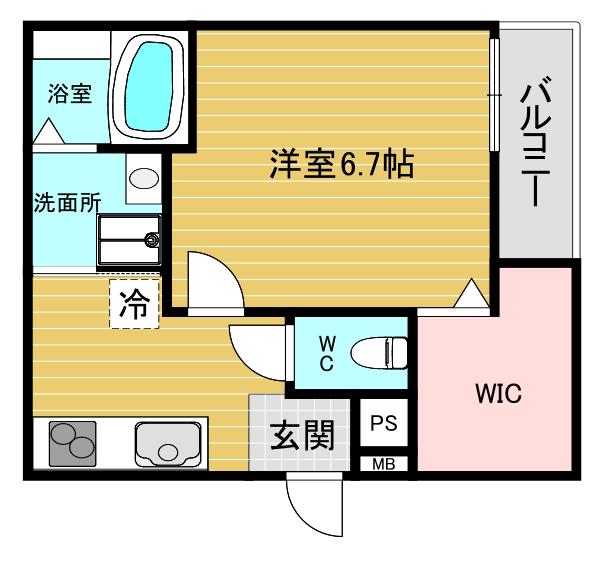フジパレス甲東園II(1K/1階)の間取り写真