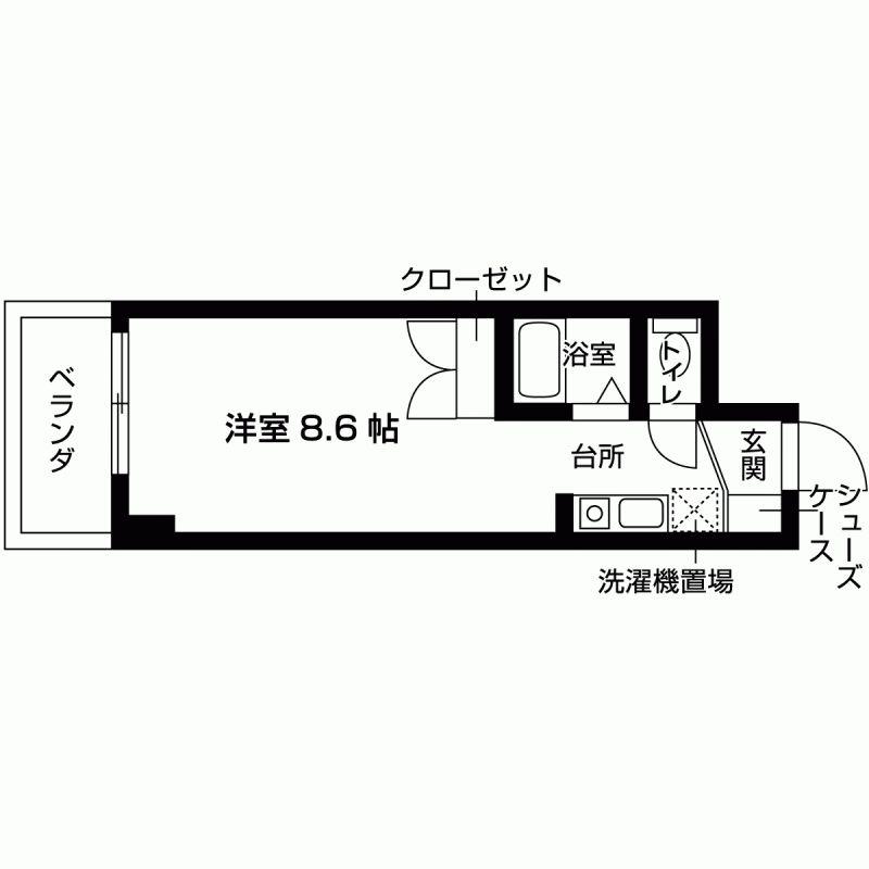 アミティ宝塚(1K/B1階)の間取り写真