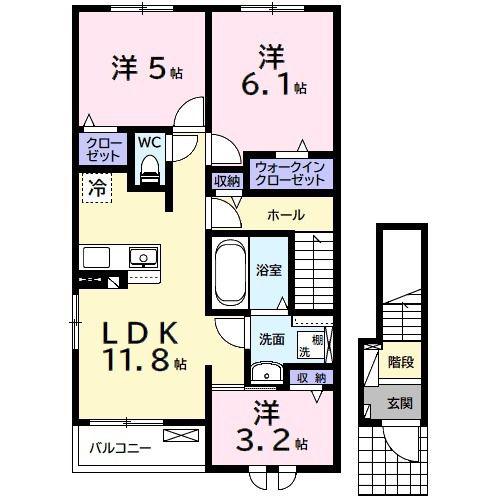 ラポールIV(3LDK/2階)の間取り写真