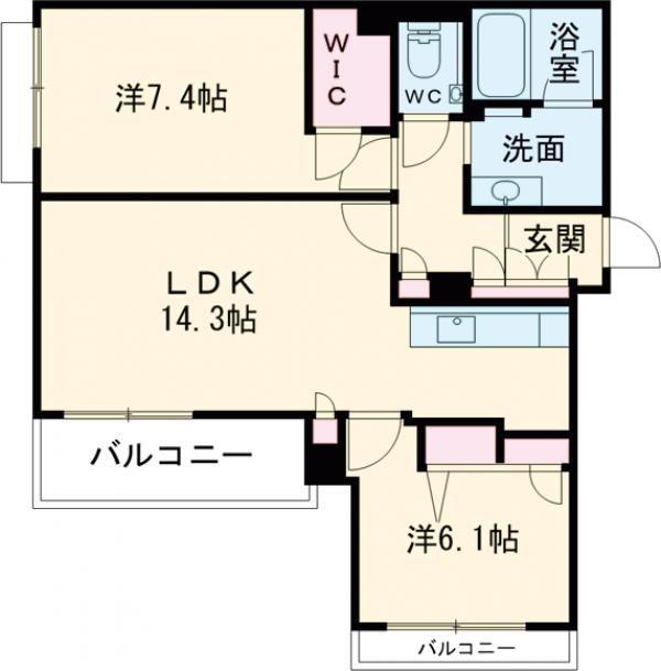シャーメゾン シエロ(2LDK/2階)の間取り写真