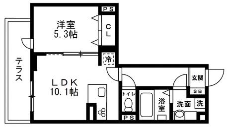 練馬区向山3丁目(1LDK/1階)の間取り写真
