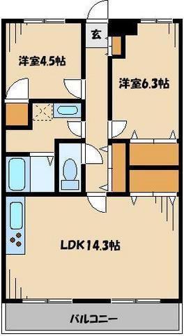 バルトハイム 912354(2LDK/2階)の間取り写真