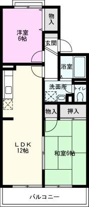 セジュールII(2LDK/1階)の間取り写真