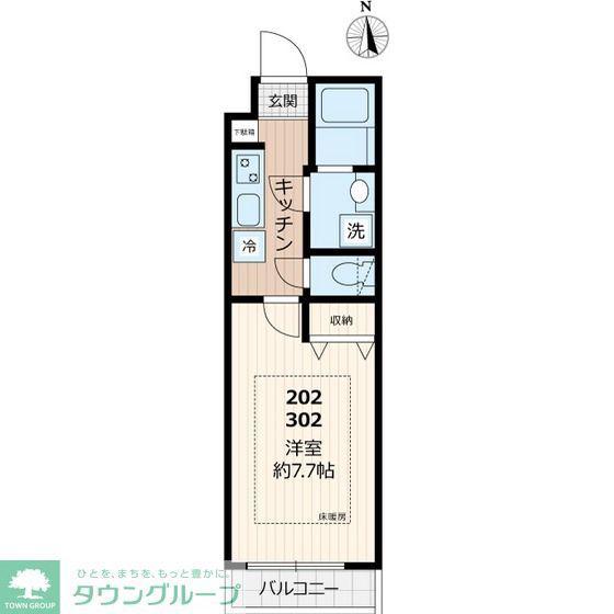 ピアコートTM東伏見 参番館(1K/3階)の間取り写真