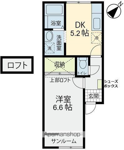 スターブルーII(1DK/1階)の間取り写真