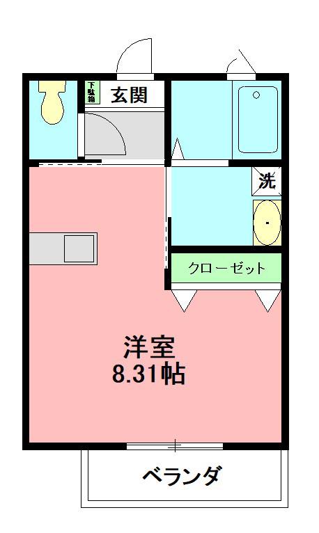 ラ・ヴィータ1号(ワンルーム/1階)の間取り写真