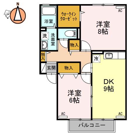 STREAM VILLAGE A棟(2DK/2階)の間取り写真