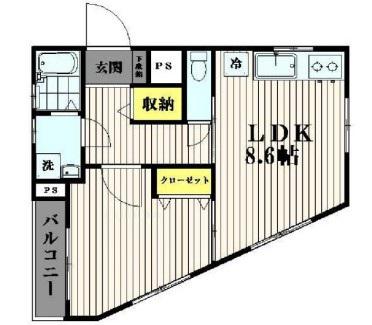 メルベイユIII(1LDK/1階)の間取り写真